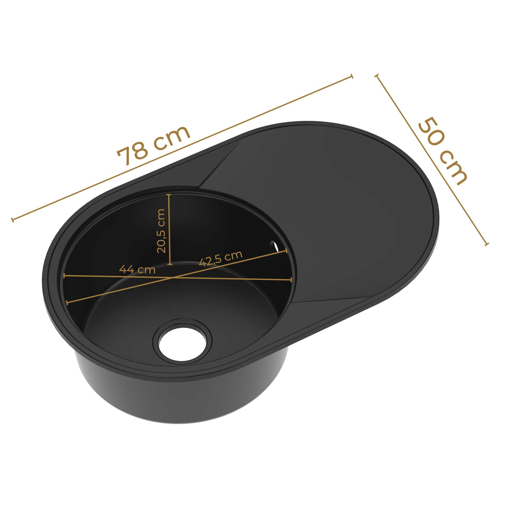 Wymiary - Zlew jednokomorowy Sink Quality Modena